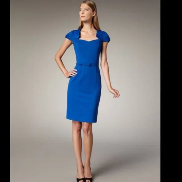 💙DAVID MEISTER💙CAP-SLEVED BELTED SHEATH DRESS💙
